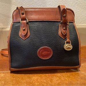 Dooney Burke Black and Tan Class All Weather Shoulder Bag